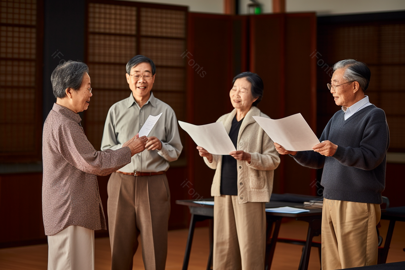 因兴趣爱好聚在一起上声乐课的老年人,高清,摄影图,摄影图片,图片大全,摄影图免费下载